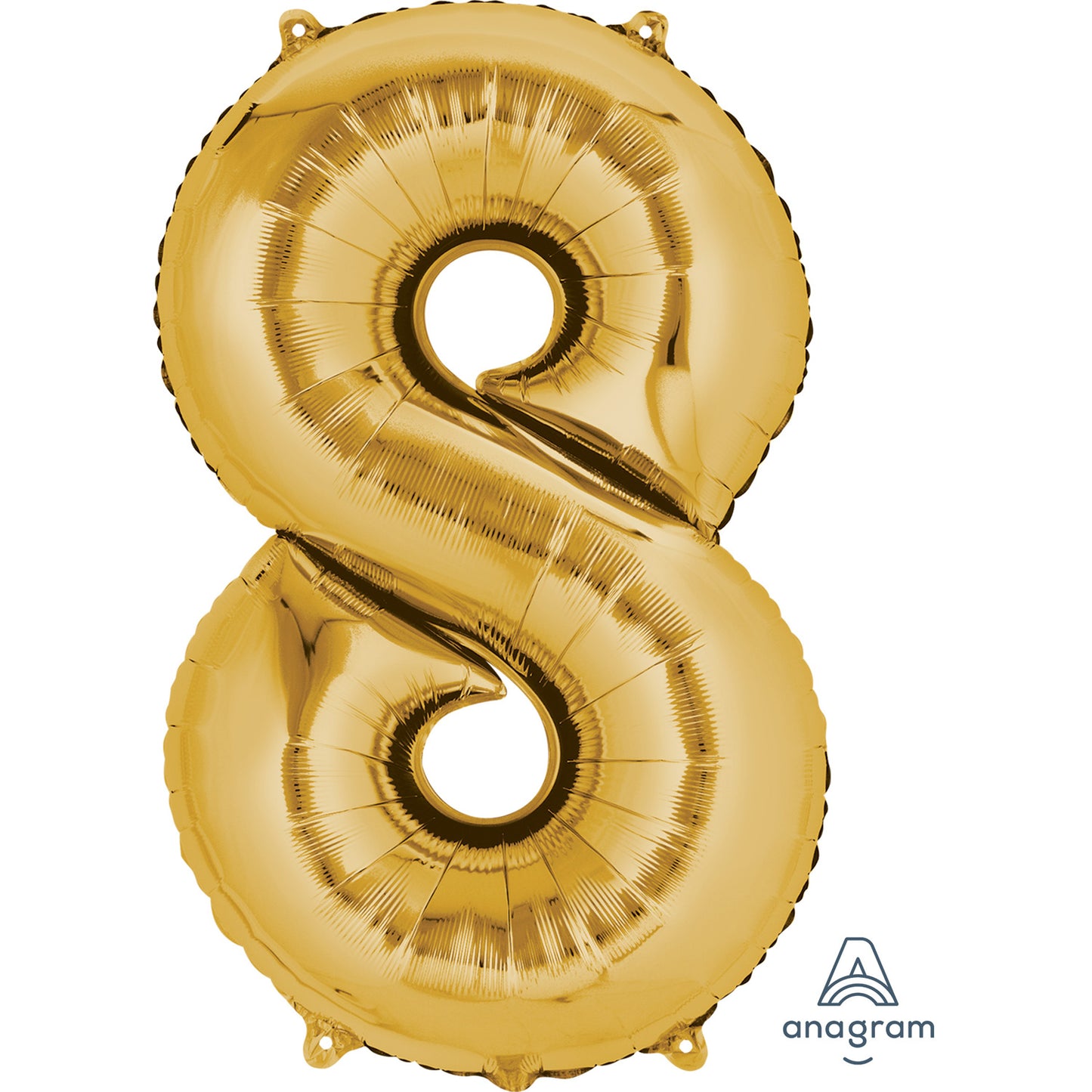 Anagram Number 8 Gold SuperShape Foil Balloons 21"/53cm w x 34"/86cm h 1 PC