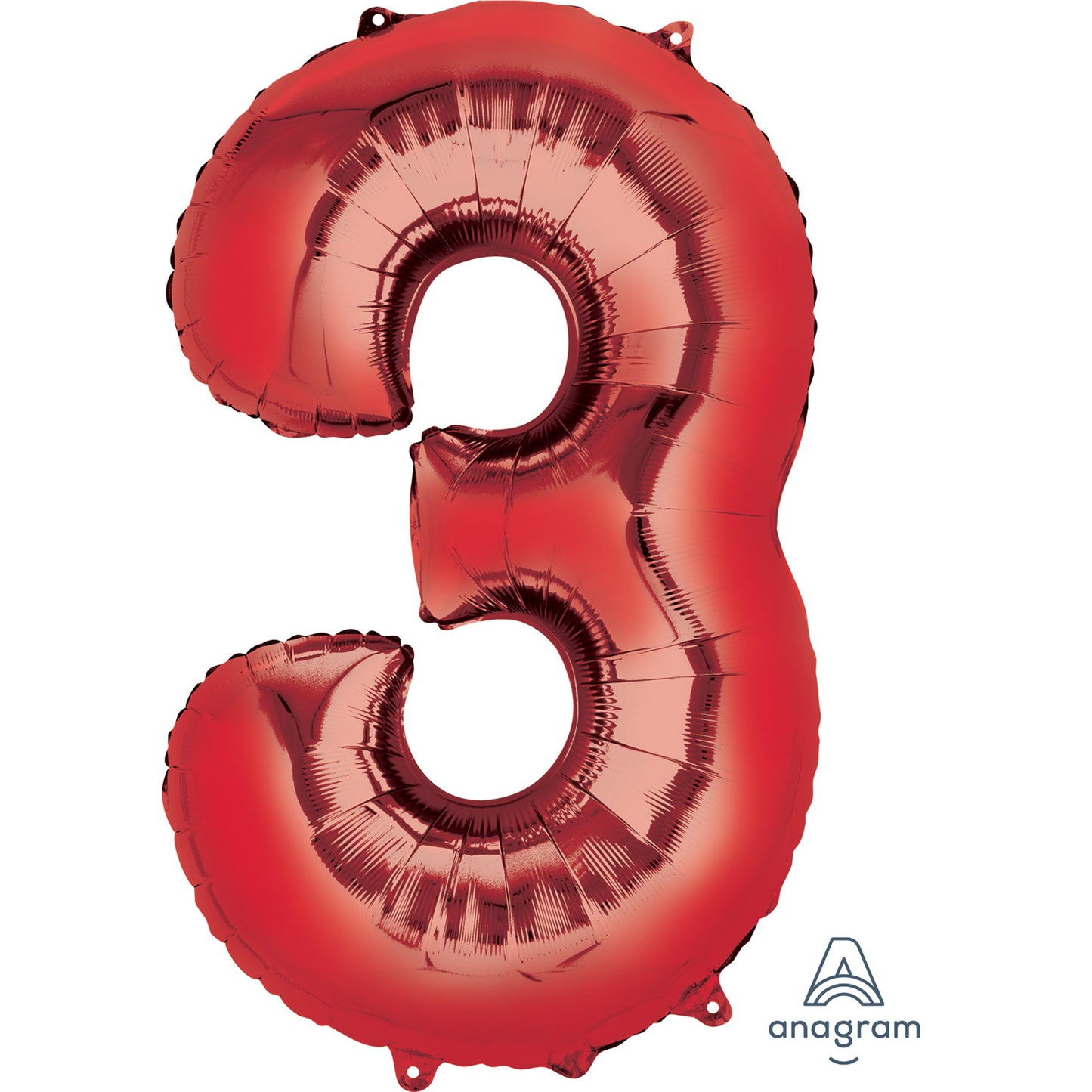 Anagram Number 3 Red SuperShape Foil balloons 20"/50cm w x 34"/86cm h P50 - 1 PC