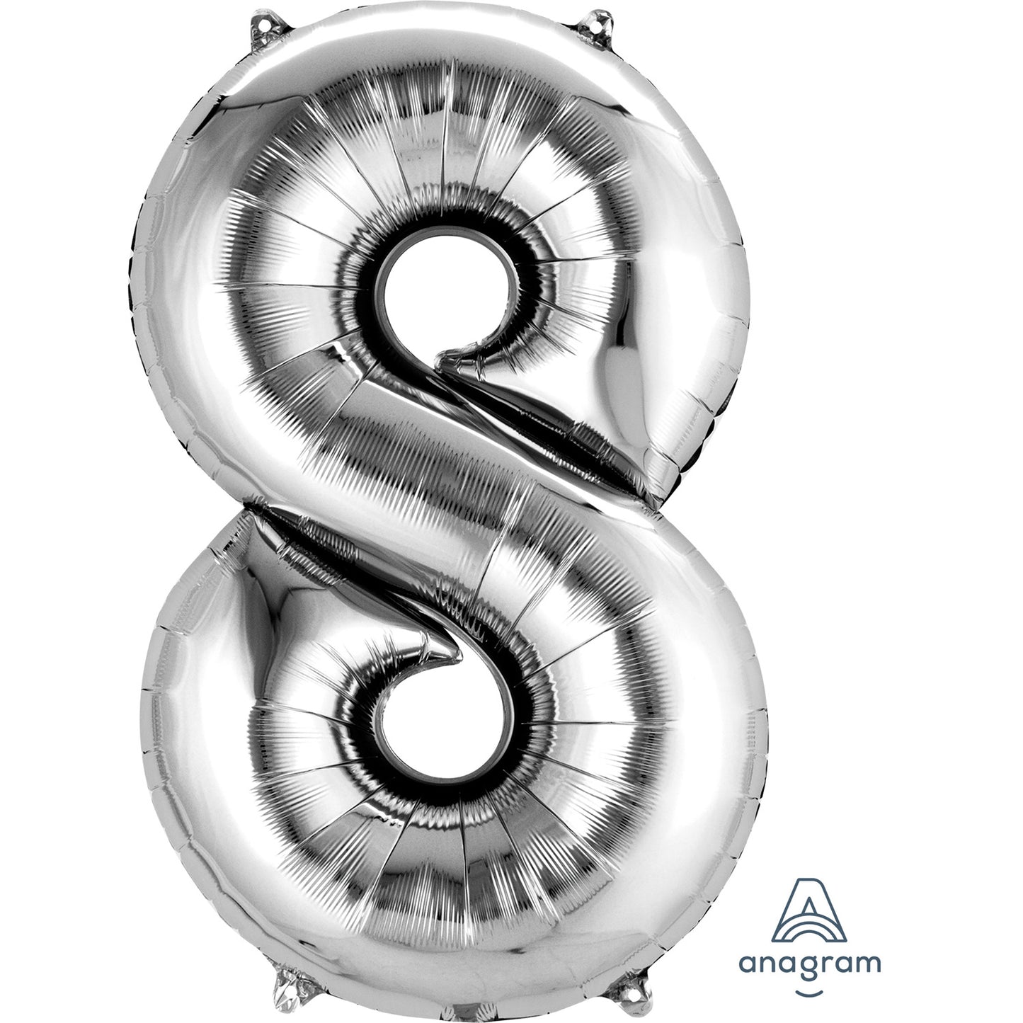 Anagram Number 8 Silver SuperShape Foil balloons 21"/53cm w x 34"/86cm h 1 PC