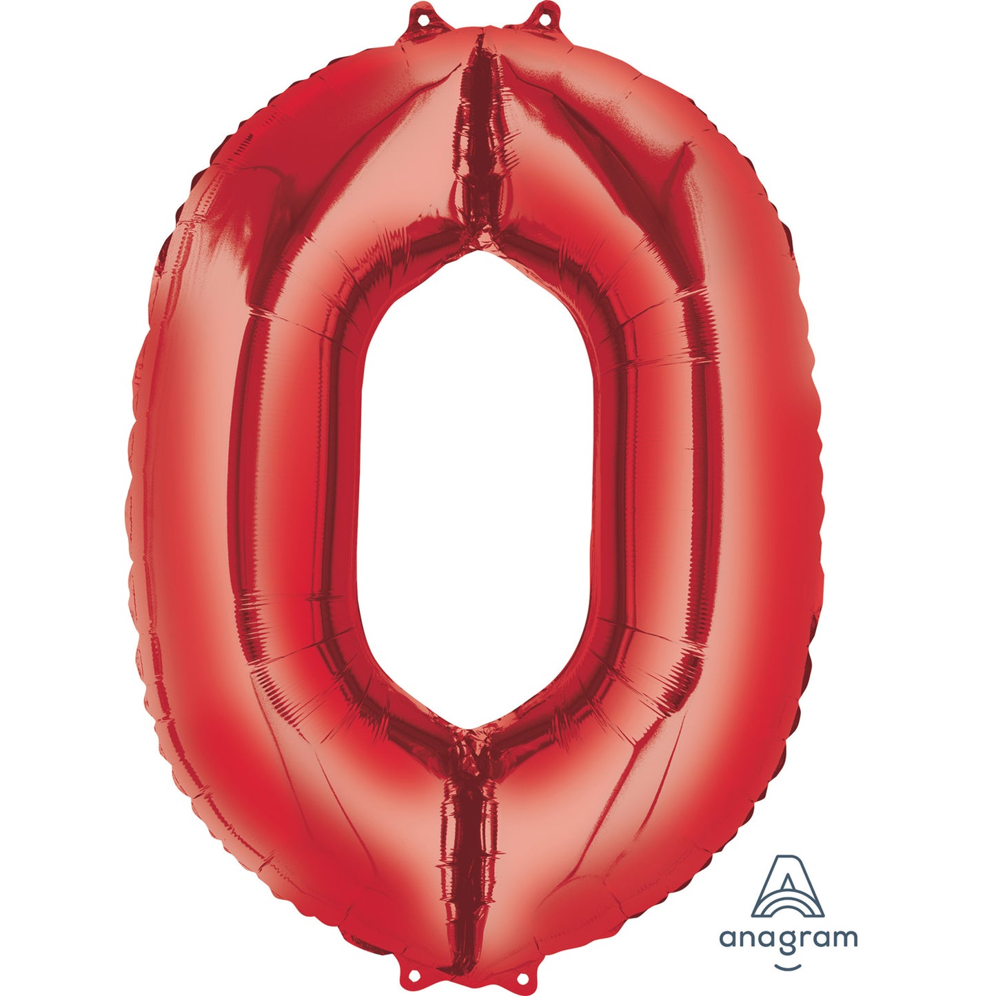 Anagram Number 0 Red SuperShape Foil balloons 26"/66cm w x 35"/88cm h P50 - 1 PC