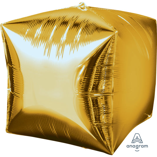 Gold Unpackaged Cubez Foil Balloons 15"/38cm G20