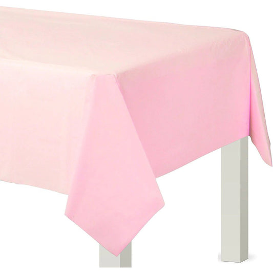 Baby Pink Rectangular Plastic Tablecovers 1.37m x 2.74m