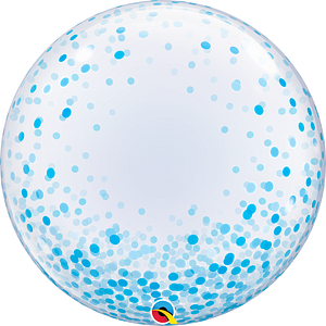 Qualatex 24" Deco Bubble Balloons - Blue Confetti Dots