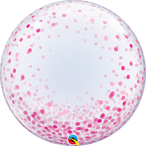 Qualatex 24" Deco Bubble - Pink Confetti Dots