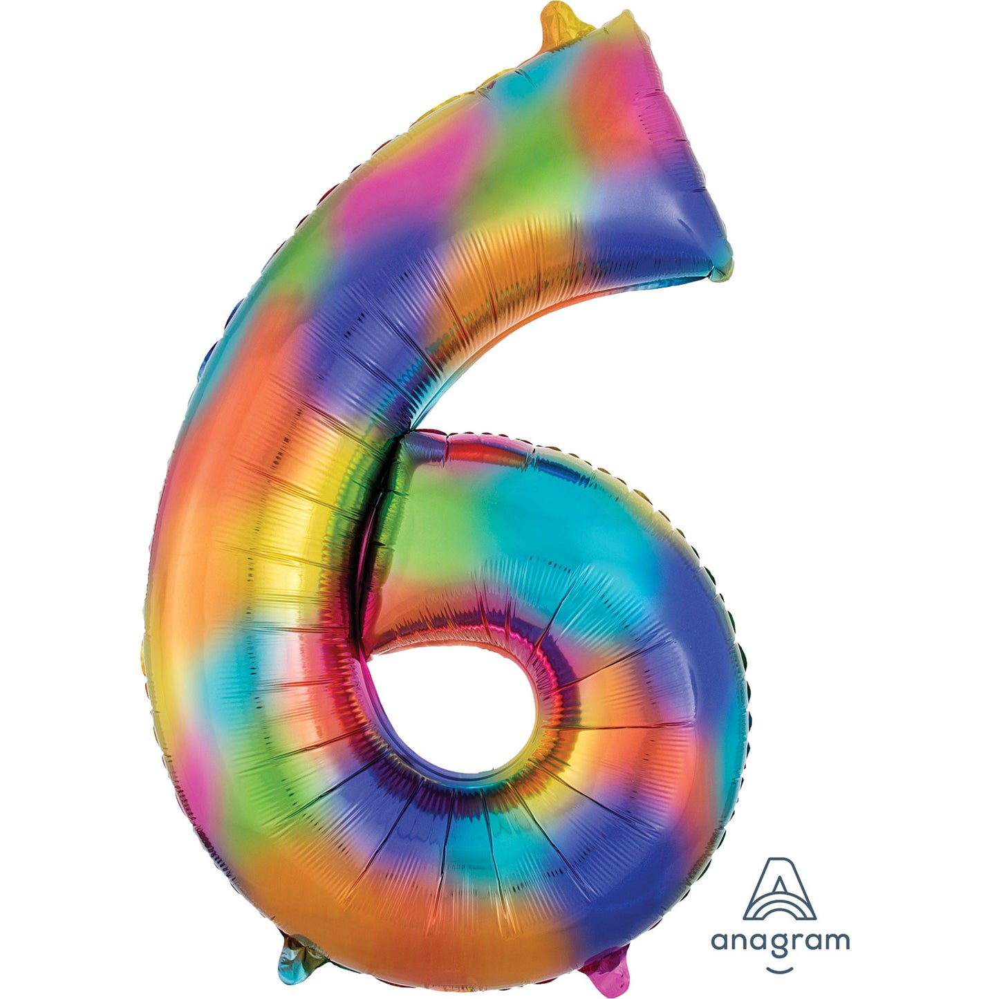 Anagram Number 6 Rainbow Splash Super Shape Foil balloons 22"/55cm w x 34"/86cm 1 PC