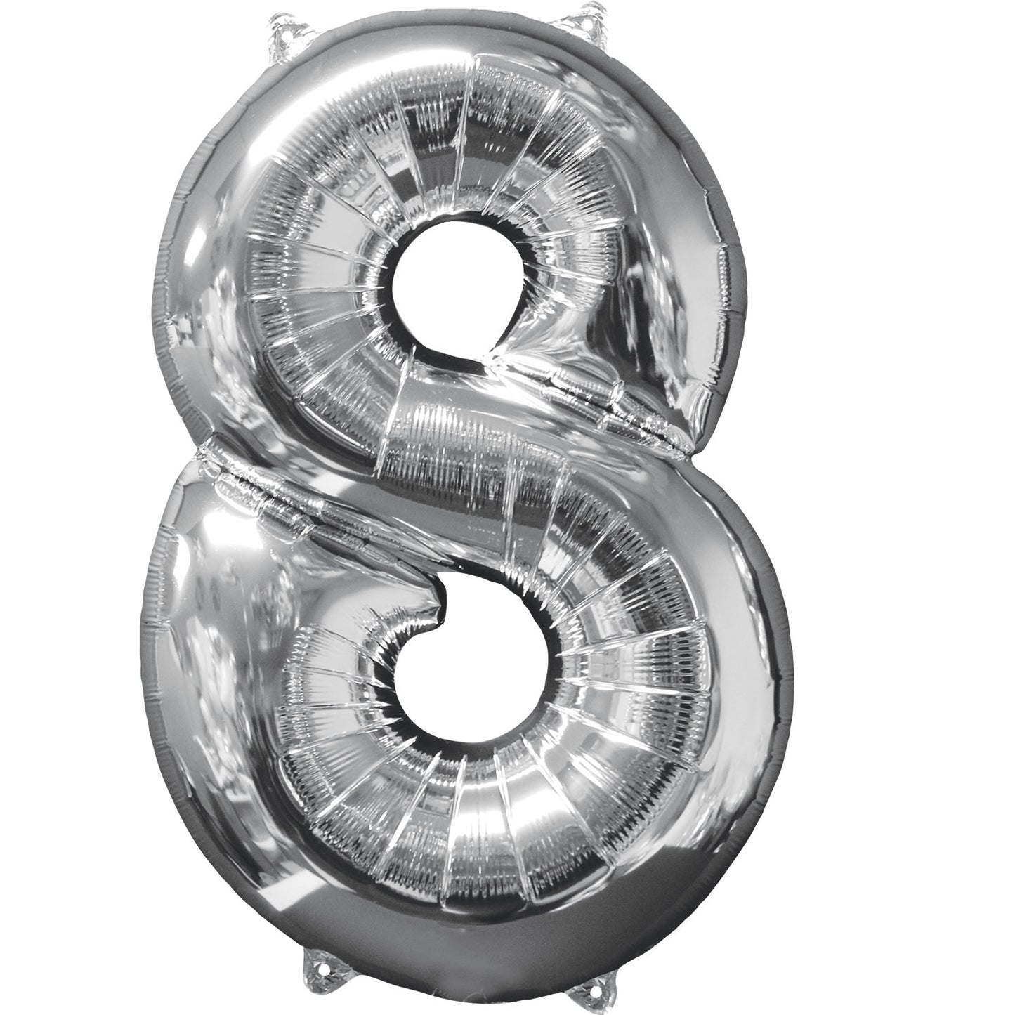 Number 8 Silver SuperShape Mid-Size XL Foil Balloons 18"/45cm w x 26"/66cm h P31 - 1 PC