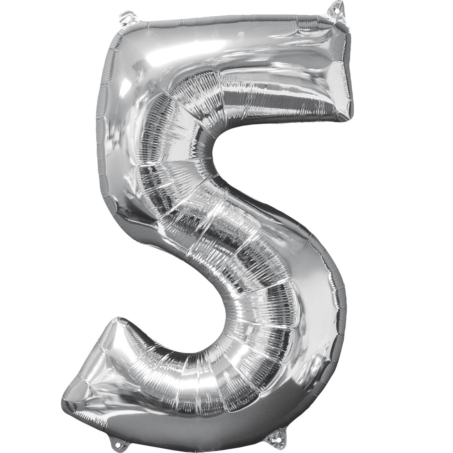 Number 5 Silver SuperShape Mid-Size XL Foil Balloons 18"/45cm w x 26"/66cm h P31 - 1 PC