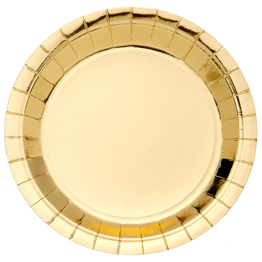 Metallic Gold Paper Plates 23cm - 8 PKG