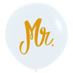 24" Mr Fashion White Sempertex Latex Balloons (3)