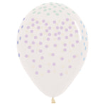 12" Pastel Small Dot Crystal Clear Sempertex Latex Balloons (25)
