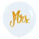 24" Mrs Fashion White Sempertex Latex Balloons (3)