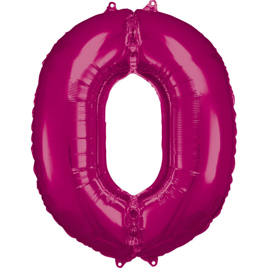 Number 0 Pink SuperShape Foil Balloons 13"/33 cm w x 33"/86cm h 1 PC