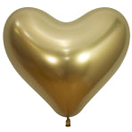 Reflex Gold Heart Shaped Sempertex Latex Balloons