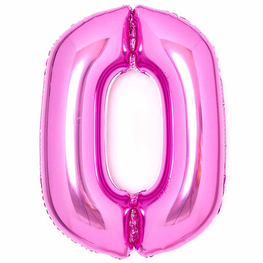 Amscan Large Number 0 Pink Foil Balloons 25"/64cm w x 35"/90cm h P50 - 1 PC