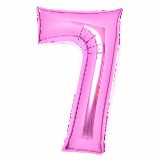 Amscan Large Number 7 Pink Foil Balloons 21" /53cm w x 35" /89cm h P50 - 1 PC