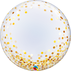 Qualatex 24" Deco Bubble - Gold Confetti Dots