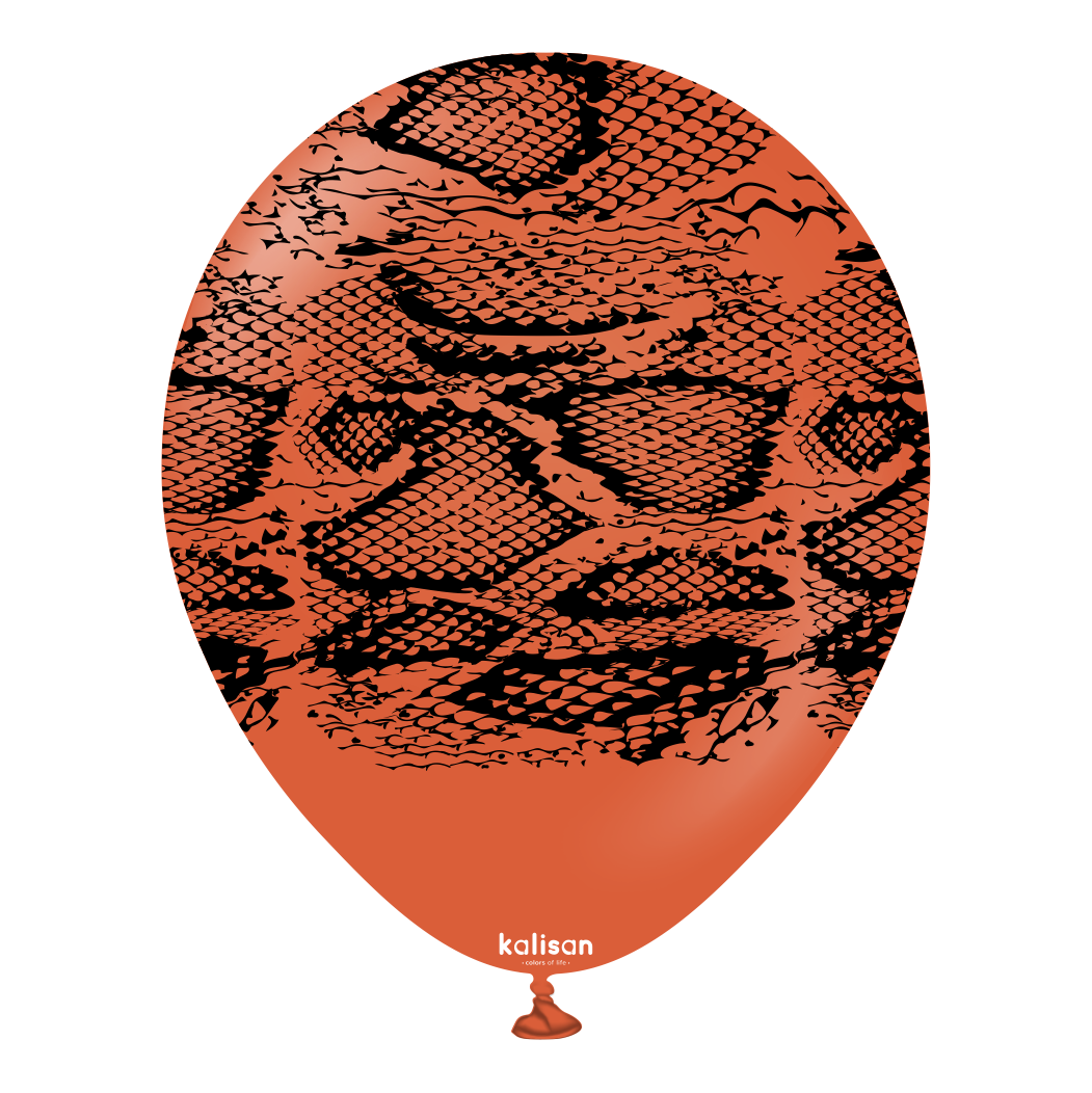 Kalisan Safari Snake Rust Orange/Black Latex Balloons