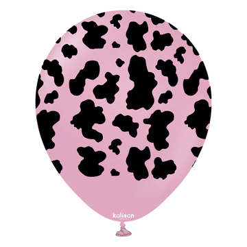 Kalisan Safari Cow Dusty Rose/Black  Latex Balloons