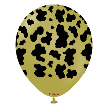Kalisan Safari Cow Olive/Black Latex Balloons