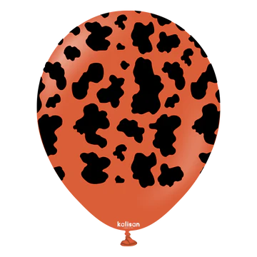 Kalisan Safari Cow Rust Orange/Black Latex Balloons
