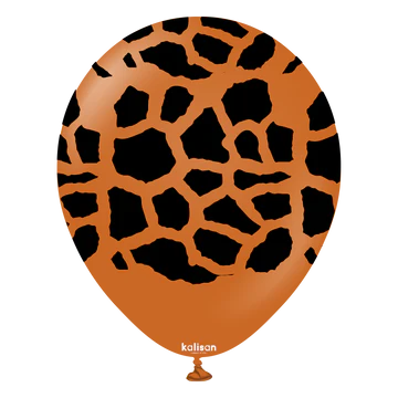 Kalisan Safari Giraffe Rust Orange/Black Latex Balloons