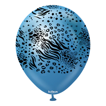 Kalisan Safari Mutant Mirror Chrome Blue/Black Latex Balloons