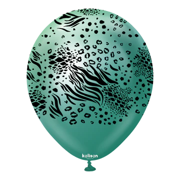 Kalisan Safari Mutant Mirror Chrome Green/Black Latex Balloons