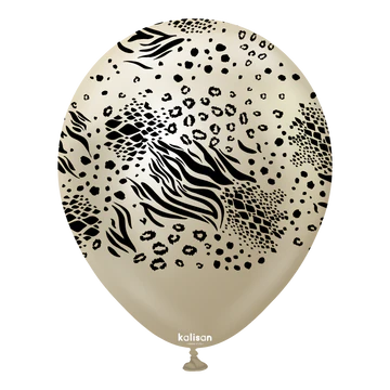 Kalisan Safari Mutant Mirror Chrome White Gold/Black Latex Balloons