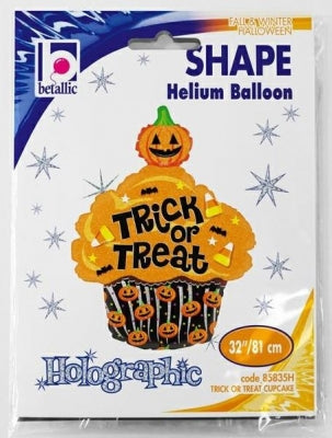 TRICK OR TREAT CUPCAKE HOLOGRAPHIC 32" BALLOON