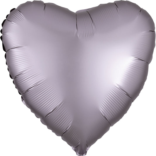 Anagram Greige Heart Satin Luxe Standard HX Unpackaged Foil Balloons S15 - 1 PC