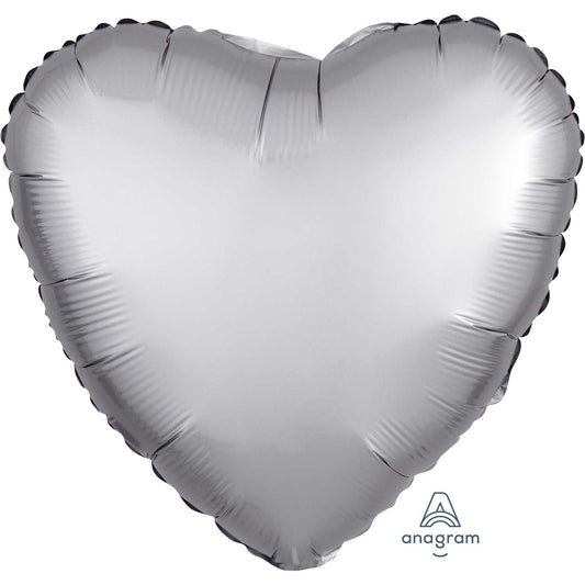 Anagram Platinum Heart Satin Luxe Standard HX Unpackaged Foil Balloons S15 - 1 PC