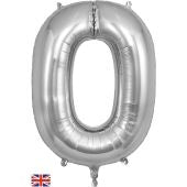 Silver Oaktree Number 0 - Foil Number Balloon 34"£
