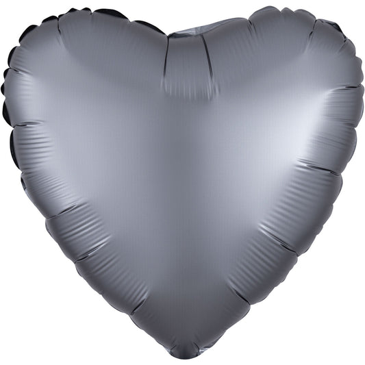Anagram Graphite Heart Satin Luxe Standard HX Unpackaged Foil Balloons S15 - 1 PC