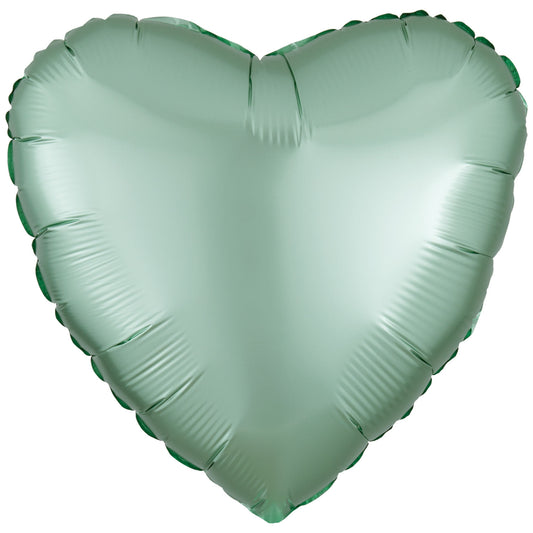 Amscan Silk Lustre Mint Green Heart Standard Unpackaged Foil Balloons C16 - 1 PC