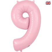 1 x Matte Pink Oaktree Number 9 Balloon - Foil Number Balloon (34")