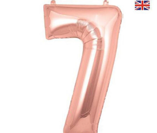 1 x 34 INCH OAKTREE ROSE GOLD NUMBER 7 FOIL BALLOON