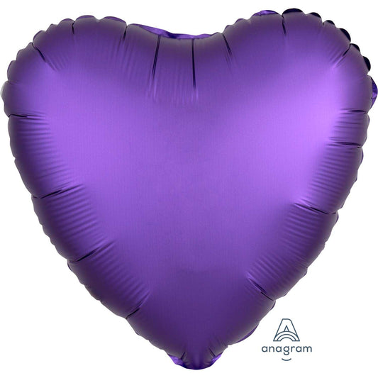 Anagram Purple Royale Heart Satin Luxe Standard HX Unpackaged Foil Balloons S15 - 1 PC