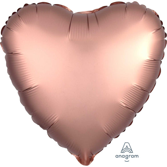 Anagram Rose Copper Heart Satin Luxe Standard HX Unpackaged Foil Balloons S15 - 1 PC
