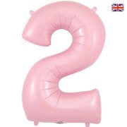 1 x Matte Pink Oaktree Number 2 Balloon - Foil Number Balloon (34")