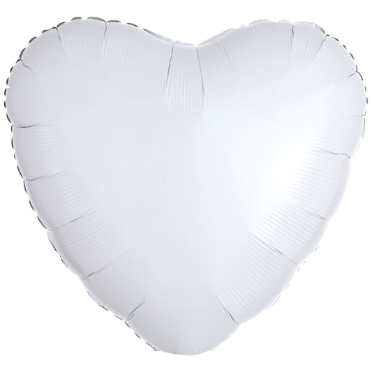 Amscan Metallic White Heart Standard Packaged Foil Balloons C16 - 1 PC
