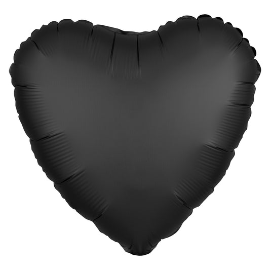 Satin Luxe Onyx Heart Standard HX UnPackaged Foil Balloons S15 - 1 PC