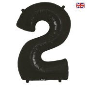 1 x Black Number 2 Balloon - Foil Number Balloon 34” (Oaktree)