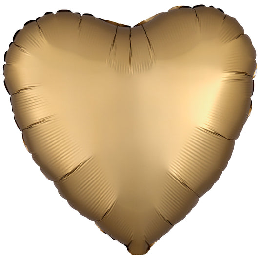 Amscan Silk Lustre Gold Heart Standard Unpackaged Foil Balloons C16 - 1 PC