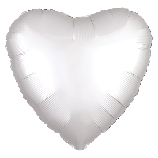 Satin Luxe White Heart Standard HX UnPackaged Foil Balloons S15 - 1 PC