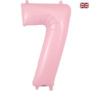 1 x Matte Pink Oaktree Number 7 Balloon - Foil Number Balloon (34")