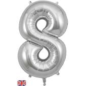 Silver Oaktree Number 8 - Foil Number Balloon 34"£