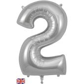 Silver Oaktree Number 2 - Foil Number Balloon 34"£