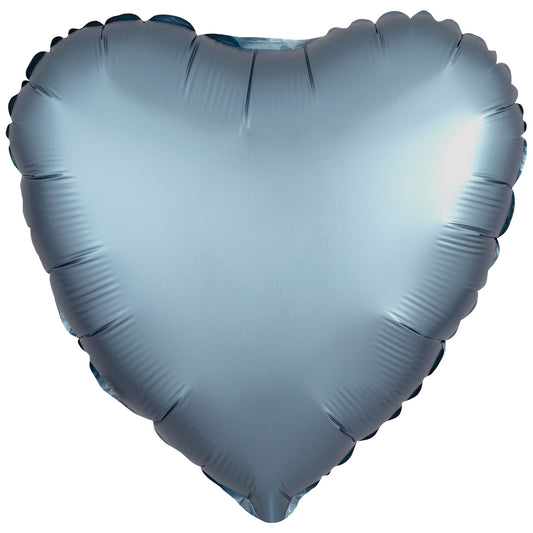 Amscan Silk Lustre Steel Blue Heart Standard Packaged Foil Balloons C16 - 1 PC