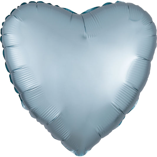 Anagram Pastel Blue Heart Satin Luxe Standard HX Unpackaged Foil Balloons S15 - 1 PC