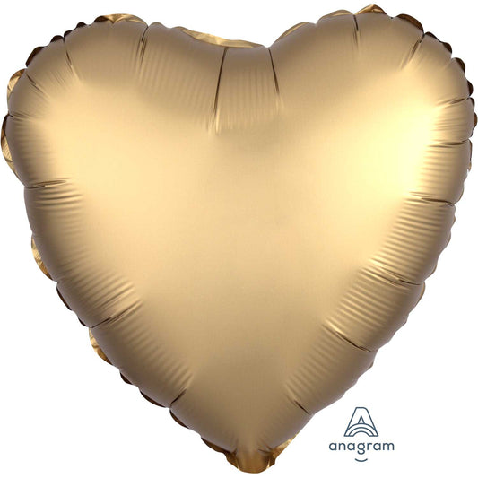 Anagram Gold Sateen Heart Satin Luxe Standard HX Unpackaged Foil Balloons S15 - 1 PC
